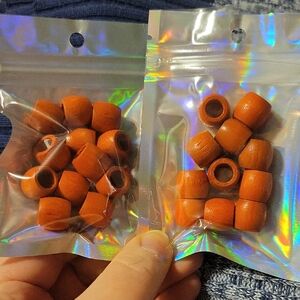 Vibrant Orange Painted Glossy Wooden Beads (One Package)